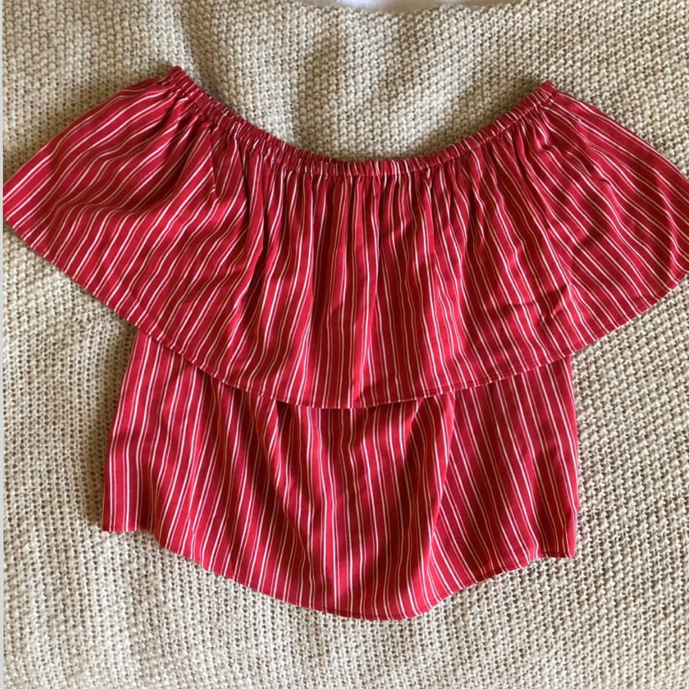 J.Lo off the shoulder striped top